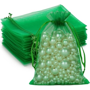 image:imageG2PLUS 100PCS Drawstring Organza Bags 4x6 in  Christmas Dark Green Organza Bags Sheer Mesh Pouches for Candy Fruits Baby Shower Wedding Party FavorsGrass Green