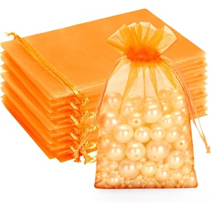 image:imageG2PLUS 100PCS Drawstring Organza Bags 4x6 in  Christmas Dark Green Organza Bags Sheer Mesh Pouches for Candy Fruits Baby Shower Wedding Party FavorsOrange