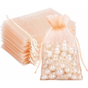 image:imageG2PLUS 100PCS Drawstring Organza Bags 4x6 in  Christmas Dark Green Organza Bags Sheer Mesh Pouches for Candy Fruits Baby Shower Wedding Party FavorsPeach