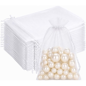 image:imageG2PLUS 100PCS Drawstring Organza Bags 4x6 in  Christmas Dark Green Organza Bags Sheer Mesh Pouches for Candy Fruits Baby Shower Wedding Party FavorsWhite