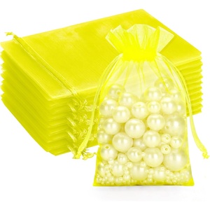 image:imageG2PLUS 100PCS Drawstring Organza Bags 4x6 in  Christmas Dark Green Organza Bags Sheer Mesh Pouches for Candy Fruits Baby Shower Wedding Party FavorsYellow