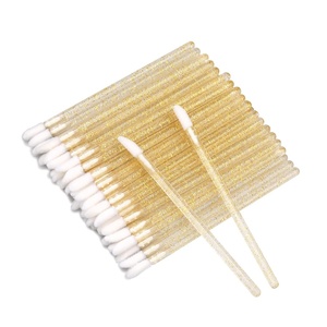 image:imageG2PLUS 100PCS Glitter Crystal Lip Brush Disposable Lip Brushes Lip Gloss ApplicatorsLip Gloss Wands Applicator Perfect Makeup Tool Kits PinkGold100PCS