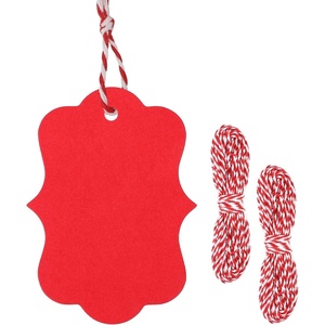 image:imageG2PLUS 100PCS Pink Paper Gift Tags with String 28x2 in Blank Hang Tags Wedding Favor Tag Present Name Label Tag for Gift Wrapping Pricing Mothers Day Valentines Day Party FavorsRed