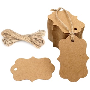 image:imageG2PLUS 100PCS Pink Paper Gift Tags with String 28x2 in Blank Hang Tags Wedding Favor Tag Present Name Label Tag for Gift Wrapping Pricing Mothers Day Valentines Day Party FavorsBrown