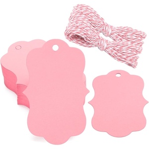 image:imageG2PLUS 100PCS Pink Paper Gift Tags with String 28x2 in Blank Hang Tags Wedding Favor Tag Present Name Label Tag for Gift Wrapping Pricing Mothers Day Valentines Day Party FavorsPink