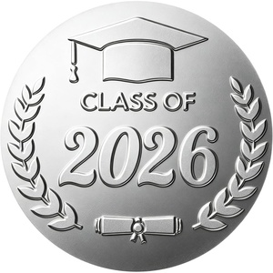image:imageG2PLUS 100Pcs Graduation Stickers  Gold Foil Embossed Class of 2026 Stickers 2 Inch Graduation Cap Envelope Seal Labels for Gradutes Diplomas Awards Invitation Party FavorsSilver Class of 2026  100Pcs
