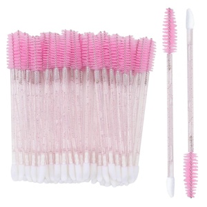 image:imageG2PLUS 100pcs Eyelash Brush Lip Brush Dual Ended Eyelash Extension Brush Black Mascara Wands and Lipstick Applicator Portable Makeup Brush for Eyebrow Lip Gloss and Lash ExtensionCrystal Pink