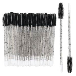 image:imageG2PLUS 100pcs Eyelash Brush Lip Brush Dual Ended Eyelash Extension Brush Black Mascara Wands and Lipstick Applicator Portable Makeup Brush for Eyebrow Lip Gloss and Lash ExtensionCrystal Black