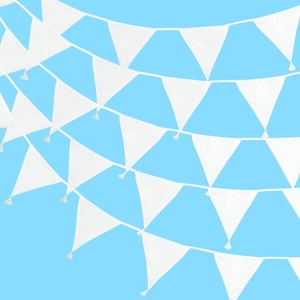 image:imageG2PLUS 108Ft Cotton Triangle Bunting Banner  12pcs Blue and Green Floral Fabric Pennant Flag with Tassels Double Side Triangle Banner Garland for Weddings Birthdays Garden amp Baby ShowersWhite