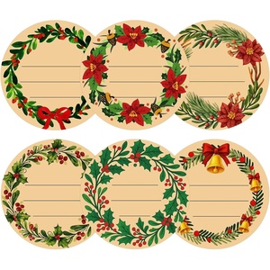 image:imageG2PLUS 120Pcs Christmas Gift Stickers  2 Inch Round Kraft Paper Christmas Holiday Wreath Labels Stickers for Gift Wrapping Party Favors DIY CraftsBrown Green Red