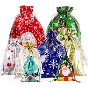 image:imageG2PLUS 20PCS Christmas Drawstring Gift Bags Assorted Sizes  8 Designs Aluminum Foil Christmas Bags with Ribbon Present Wrapping Pouches for Packages Holidays Birthday PartyHoliday Color