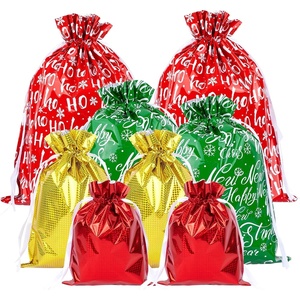 image:imageG2PLUS 20PCS Christmas Drawstring Gift Bags Assorted Sizes  8 Designs Aluminum Foil Christmas Bags with Ribbon Present Wrapping Pouches for Packages Holidays Birthday PartyChristmas Solid Colors
