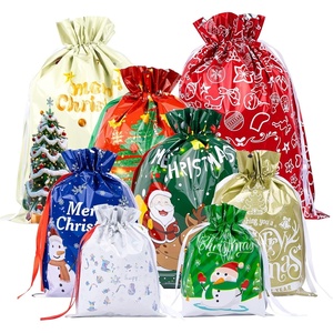 image:imageG2PLUS 20PCS Christmas Drawstring Gift Bags Assorted Sizes  8 Designs Aluminum Foil Christmas Bags with Ribbon Present Wrapping Pouches for Packages Holidays Birthday PartyChristmas Colors