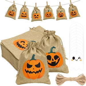 image:imageG2PLUS 24Pcs Thanksgiving Burlap Gift Bags  4X6 In Drawstring Goodies Treat Bags 8 Styles Pumpkin Gift Candy Pouches with Ghost Tags for Autumn Thanksgiving Halloween Party Favors8 Styles Pumpkin 5X7