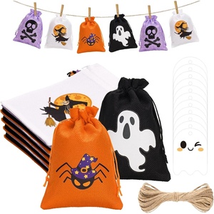 image:imageG2PLUS 24Pcs Thanksgiving Burlap Gift Bags  4X6 In Drawstring Goodies Treat Bags 8 Styles Pumpkin Gift Candy Pouches with Ghost Tags for Autumn Thanksgiving Halloween Party FavorsOrange Black Purple White 5X7