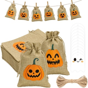 image:imageG2PLUS 24Pcs Thanksgiving Burlap Gift Bags  4X6 In Drawstring Goodies Treat Bags 8 Styles Pumpkin Gift Candy Pouches with Ghost Tags for Autumn Thanksgiving Halloween Party Favors8 Styles Pumpkin 4X6