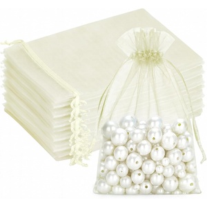 image:imageG2PLUS 25PCS Drawsring Organza Bags 5x7 inches  Light Green Organza Gift Bag Sheer Mesh Pouches for Candy Jewelry Fruits Wedding Party FavorsIvory