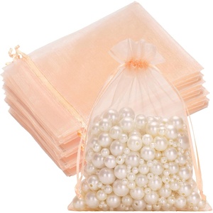 image:imageG2PLUS 25PCS Drawsring Organza Bags 5x7 inches  Light Green Organza Gift Bag Sheer Mesh Pouches for Candy Jewelry Fruits Wedding Party FavorsPeach