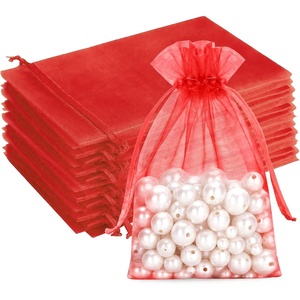 image:imageG2PLUS 25PCS Drawsring Organza Bags 5x7 inches  Light Green Organza Gift Bag Sheer Mesh Pouches for Candy Jewelry Fruits Wedding Party FavorsRed