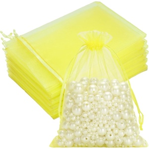 image:imageG2PLUS 25PCS Drawsring Organza Bags 5x7 inches  Light Green Organza Gift Bag Sheer Mesh Pouches for Candy Jewelry Fruits Wedding Party FavorsYellow