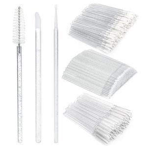 image:imageG2PLUS 300PCS Crystal Eyelash Extension Supplies Kit 100PCS Disposable Lip Wands Mascara Brush Applicators Glitter Micro Swabs for Eyebrow Eyelash Extension and Makeup Kits PinkWhite