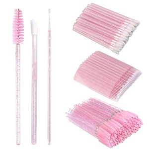 image:imageG2PLUS 300PCS Crystal Eyelash Extension Supplies Kit 100PCS Disposable Lip Wands Mascara Brush Applicators Glitter Micro Swabs for Eyebrow Eyelash Extension and Makeup Kits PinkPink