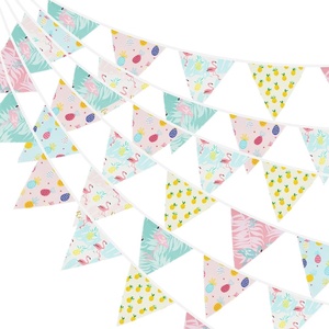image:imageG2PLUS 39Ft Triangle Bunting Banner Green Blue Cotton Pennant Banner 42pcs Reusable Fabric Triangle Flags Party Decoration for Wedding Birthday Garden Party Spring Picnic Baby Shower DecorationsPink Green Yellow