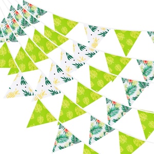 image:imageG2PLUS 39Ft Triangle Bunting Banner Green Blue Cotton Pennant Banner 42pcs Reusable Fabric Triangle Flags Party Decoration for Wedding Birthday Garden Party Spring Picnic Baby Shower DecorationsGreen White