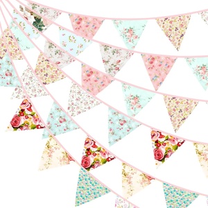 image:imageG2PLUS 39Ft Triangle Bunting Banner Green Blue Cotton Pennant Banner 42pcs Reusable Fabric Triangle Flags Party Decoration for Wedding Birthday Garden Party Spring Picnic Baby Shower DecorationsPink  Green