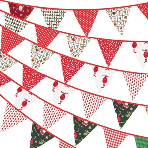 image:imageG2PLUS 39Ft Triangle Bunting Banner Green Blue Cotton Pennant Banner 42pcs Reusable Fabric Triangle Flags Party Decoration for Wedding Birthday Garden Party Spring Picnic Baby Shower DecorationsMulti Color