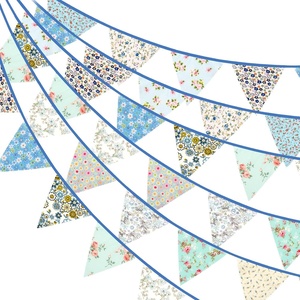 image:imageG2PLUS 39Ft Triangle Bunting Banner Green Blue Cotton Pennant Banner 42pcs Reusable Fabric Triangle Flags Party Decoration for Wedding Birthday Garden Party Spring Picnic Baby Shower DecorationsBlue