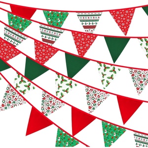 image:imageG2PLUS 39Ft Triangle Bunting Banner Green Blue Cotton Pennant Banner 42pcs Reusable Fabric Triangle Flags Party Decoration for Wedding Birthday Garden Party Spring Picnic Baby Shower DecorationsRed  Green
