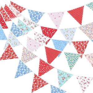 image:imageG2PLUS 39Ft Triangle Bunting Banner Green Blue Cotton Pennant Banner 42pcs Reusable Fabric Triangle Flags Party Decoration for Wedding Birthday Garden Party Spring Picnic Baby Shower DecorationsRed  White  Blue
