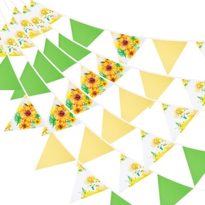 image:imageG2PLUS 39Ft Triangle Bunting Banner Green Blue Cotton Pennant Banner 42pcs Reusable Fabric Triangle Flags Party Decoration for Wedding Birthday Garden Party Spring Picnic Baby Shower DecorationsGreen Yellow White
