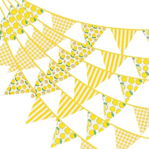 image:imageG2PLUS 39Ft Triangle Bunting Banner Green Blue Cotton Pennant Banner 42pcs Reusable Fabric Triangle Flags Party Decoration for Wedding Birthday Garden Party Spring Picnic Baby Shower DecorationsYellow Lemon