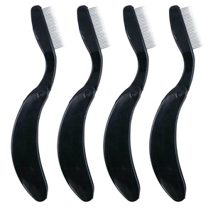 image:imageG2PLUS 4PCS Folding Eyelash Comb Eyebrow Comb Metal Teeth Eyelash Separator Comb Eyelash Brush and Comb Professional Tool for Define Lash amp Brow PinkBlackBlack4pcs