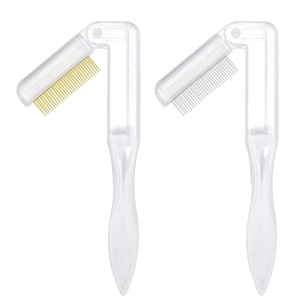 image:imageG2PLUS 4PCS Folding Eyelash Comb Eyebrow Comb Metal Teeth Eyelash Separator Comb Eyelash Brush and Comb Professional Tool for Define Lash amp Brow PinkBlackTransparent