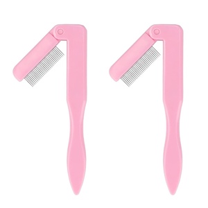 image:imageG2PLUS 4PCS Folding Eyelash Comb Eyebrow Comb Metal Teeth Eyelash Separator Comb Eyelash Brush and Comb Professional Tool for Define Lash amp Brow PinkBlackBaby Pink