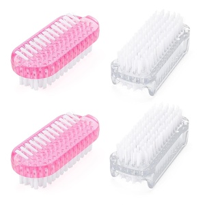 image:imageG2PLUS 4PCS Nail Brush Double Sided Nail Scrubber Brush Soft Stiff Bristles fingernail Cleaning Brush Angle Nails Toes Cleaning Brush for Men WomenPinkTransparent