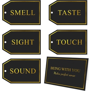 image:imageG2PLUS 5 Senses Gift Tags with String for Him and Her  Romantic White and Gold Gift Tags Set with Sense Greeting Card for Anniversary Valentines Day Birthday ChristmasBlack Gold