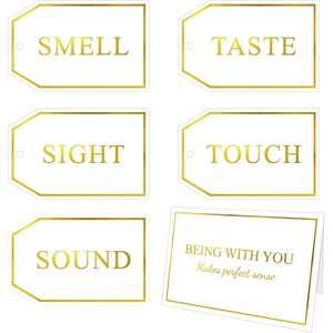 image:imageG2PLUS 5 Senses Gift Tags with String for Him and Her  Romantic White and Gold Gift Tags Set with Sense Greeting Card for Anniversary Valentines Day Birthday ChristmasWhite Gold