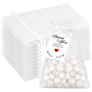 image:imageG2PLUS 50 Pcs White Organza Gift Bags 4x6 with Thank You Tags Drawstring Sheer Mesh Wedding Favors Bags for Bridal Shower Anniversary Party FavorsThank You