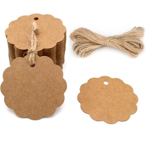 image:imageG2PLUS 50PCS Orange Scalloped Gift Tags 25in Round Scalloped Gift Tags with String Large Blank Paper Hanging Labels Craft Tag with Orange and White Polka Dots Edge Design for Arts Crafts Packaging100PCSBrown Blank
