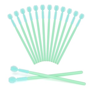 image:imageG2PLUS 50PCS Silicone Eyelash Brushes Green Disposable Mascara Wands Adjustable Ball Shape Eyelash Spoolies Eyebrow Brushes for Eyelash Extension and MakeupGreen