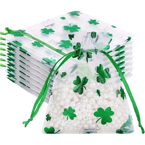 image:imageG2PLUS 50PCS Valentines Gift Bags Organza 3x4in Pink Foil Heart Sheer Mesh Organza Pouches with Drawstring for Valentines Day Party Favors Candy Gift Bags amp Wedding FavorsWhite Green  3x4