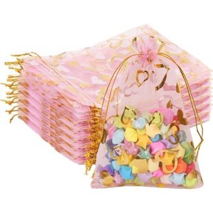image:imageG2PLUS 50PCS Valentines Gift Bags Organza 3x4in Pink Foil Heart Sheer Mesh Organza Pouches with Drawstring for Valentines Day Party Favors Candy Gift Bags amp Wedding FavorsPink Gold  4x6
