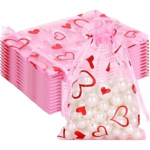 image:imageG2PLUS 50PCS Valentines Gift Bags Organza 3x4in Pink Foil Heart Sheer Mesh Organza Pouches with Drawstring for Valentines Day Party Favors Candy Gift Bags amp Wedding FavorsPink Red  4x6