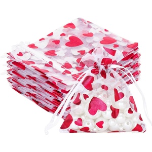 image:imageG2PLUS 50PCS Valentines Gift Bags Organza 3x4in Pink Foil Heart Sheer Mesh Organza Pouches with Drawstring for Valentines Day Party Favors Candy Gift Bags amp Wedding FavorsWhite Red  3x4