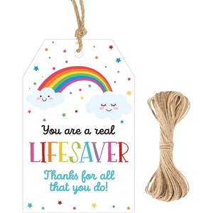 image:imageG2PLUS 50Pcs A Gift for You Tags  33x22 in White Paper Name Tags with String Gift Wrapping Hangtag for Wedding Baby Shower Birthday ChristmasLifesaverThank You
