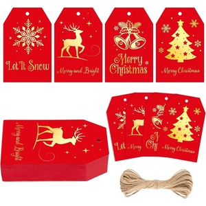 image:imageG2PLUS 60Pcs Gold Christmas Gift Tags  4 Styles Christmas Name Tags Xmas Tree Holiday Paper Gift Tags with String for DIY Crafts Party Favors Gift Exchange Stocking Stuffers4 Styles Red Christmas